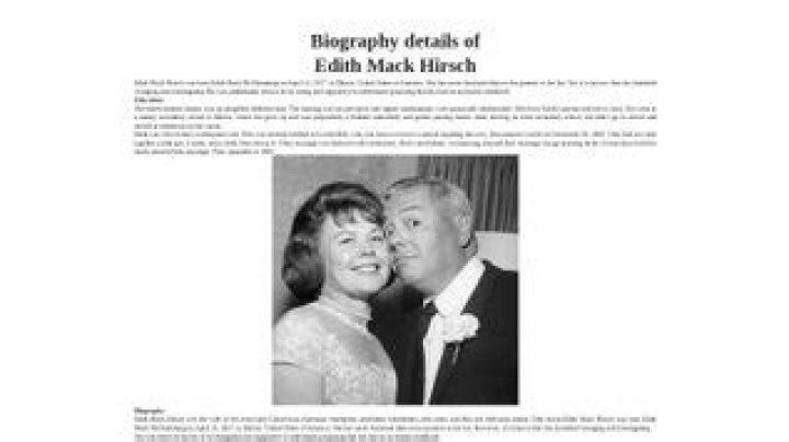 Edith Mack Hirsch Wikipedia, Biography, Age, Height, Weight, Husband, Net Worth, Facts