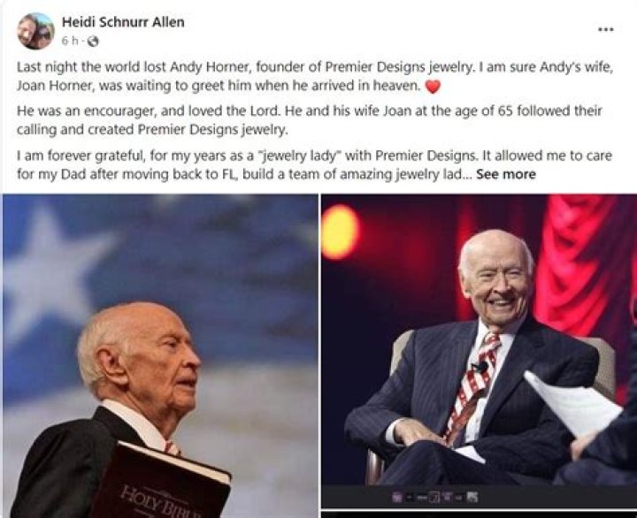 How did Andy Horner die? Founder of Premier designs cause of death explained